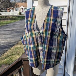 90s Willow Ridge Plus Size Plaid Cotton Vest